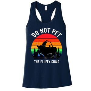 Funny Bison Do Not Pet The Fluffy Cows Women's Racerback Tank