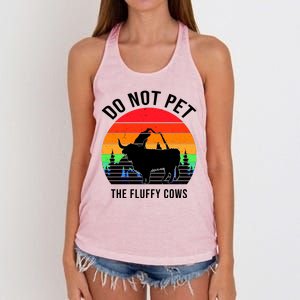 Funny Bison Do Not Pet The Fluffy Cows Women's Knotted Racerback Tank