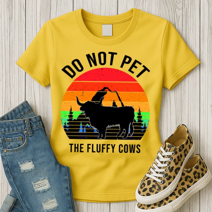 Funny Bison Do Not Pet The Fluffy Cows Womens T-Shirt