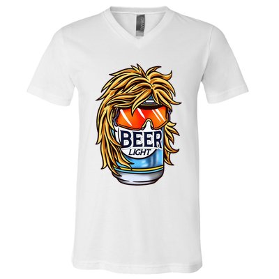 Funny Beer Drinking Funny Redneck Mullet V-Neck T-Shirt