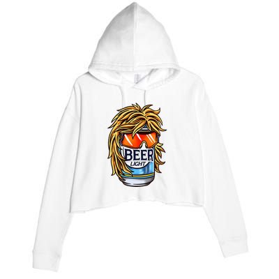 Funny Beer Drinking Funny Redneck Mullet Crop Fleece Hoodie