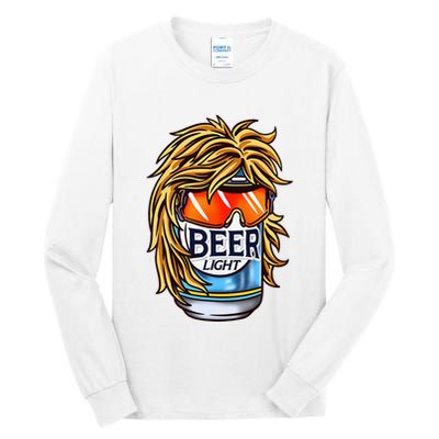 Funny Beer Drinking Funny Redneck Mullet Tall Long Sleeve T-Shirt