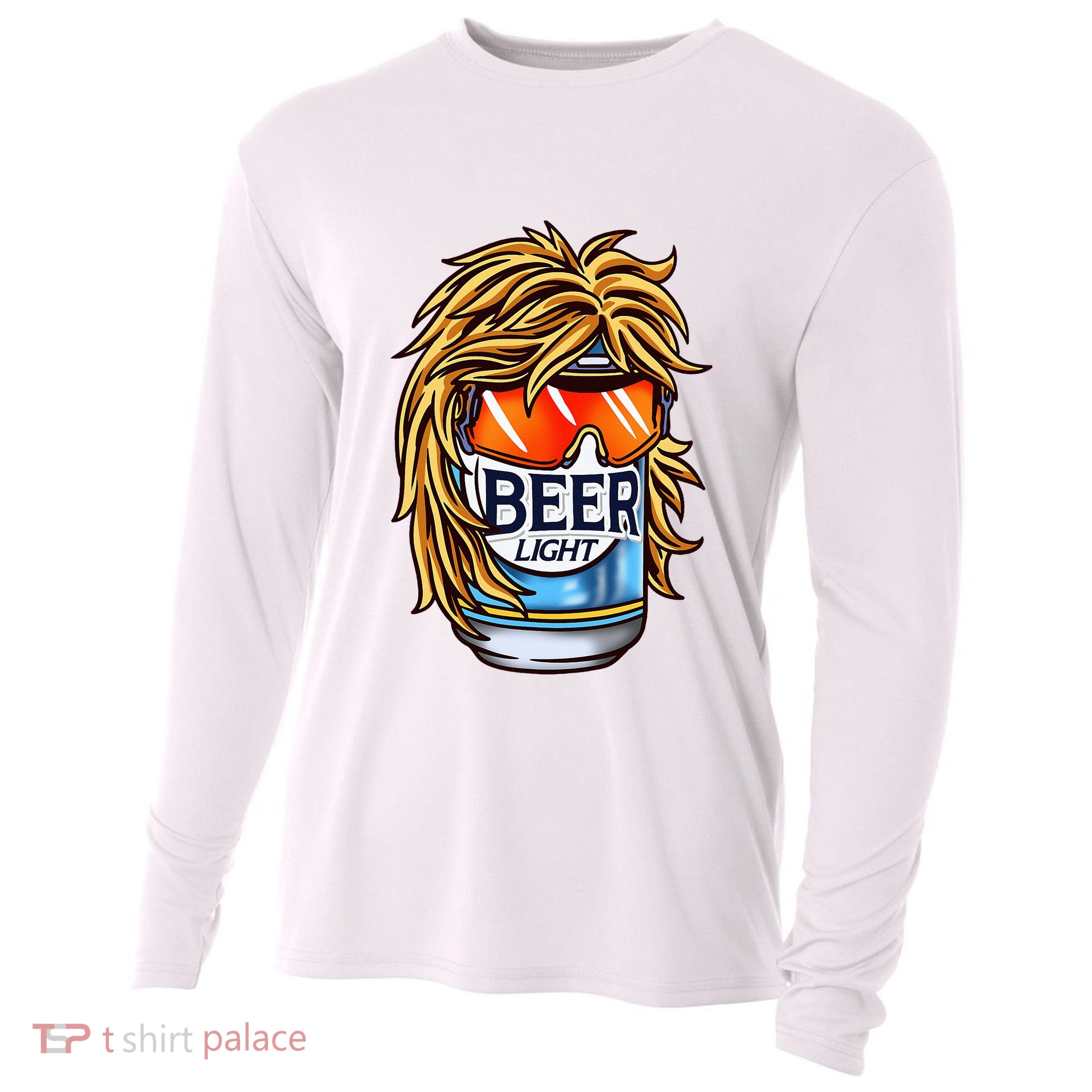 Funny Beer Drinking Funny Redneck Mullet Cooling Performance Long Sleeve Crew