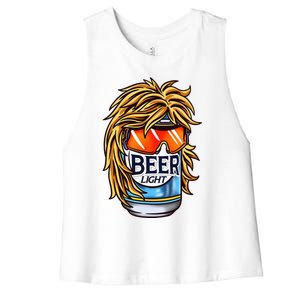 Funny Beer Drinking Funny Redneck Mullet Women's Racerback Cropped Tank