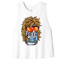 Funny Beer Drinking Funny Redneck Mullet Women's Racerback Cropped Tank