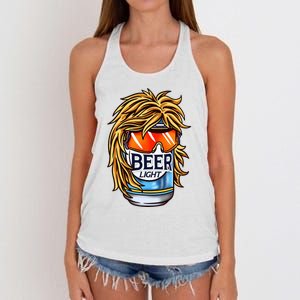 Funny Beer Drinking Funny Redneck Mullet Women's Knotted Racerback Tank