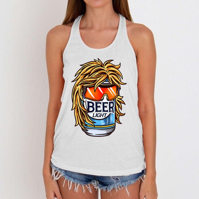 Funny Beer Drinking Funny Redneck Mullet Women's Knotted Racerback Tank