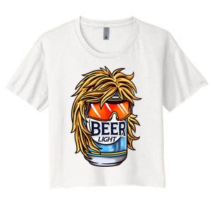 Funny Beer Drinking Funny Redneck Mullet Women's Crop Top Tee