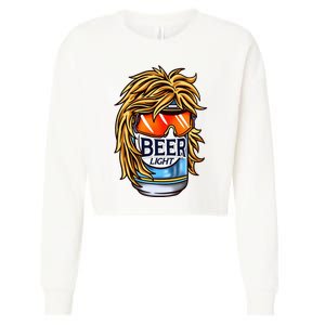 Funny Beer Drinking Funny Redneck Mullet Cropped Pullover Crew