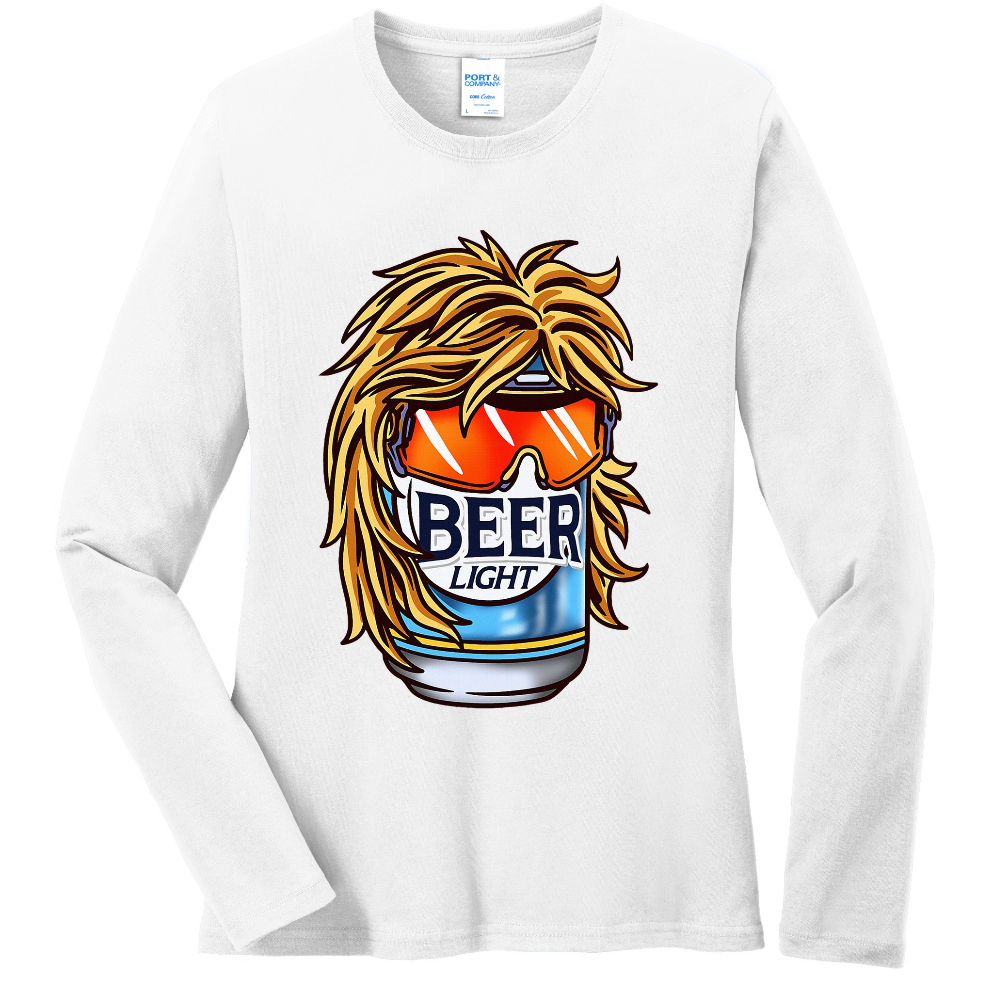 Funny Beer Drinking Funny Redneck Mullet Ladies Long Sleeve Shirt