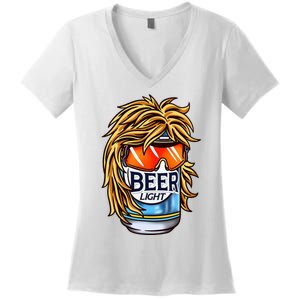 Funny Beer Drinking Funny Redneck Mullet Women's V-Neck T-Shirt