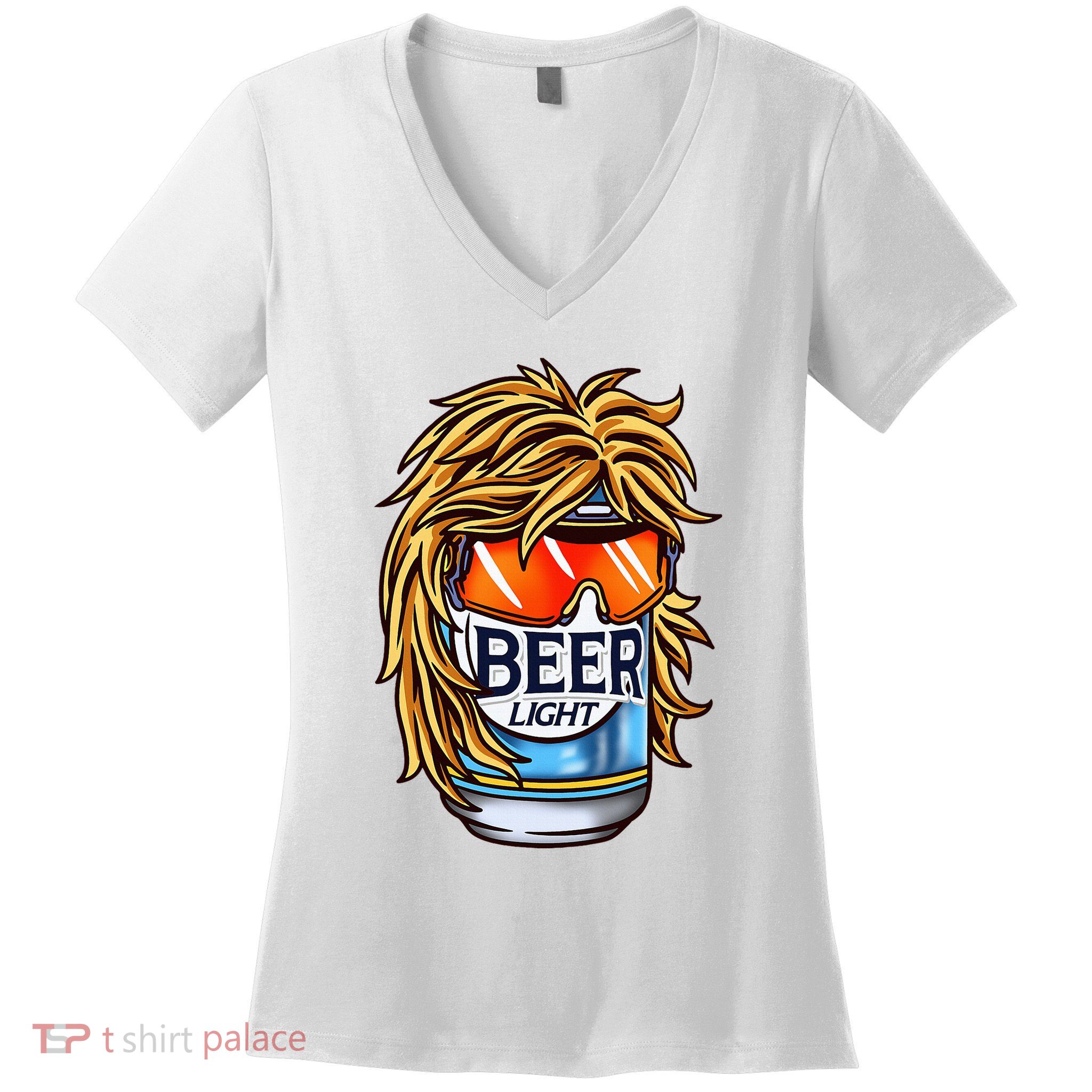 Funny Beer Drinking Funny Redneck Mullet Women's V-Neck T-Shirt