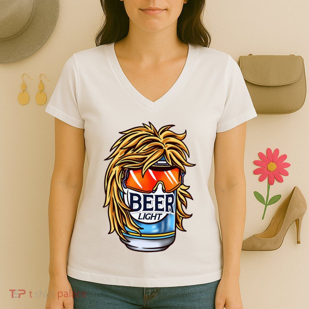 Funny Beer Drinking Funny Redneck Mullet Women's V-Neck T-Shirt