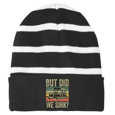 Funny But Did We Sink Pontoon Boat Captain Striped Beanie with Solid Band