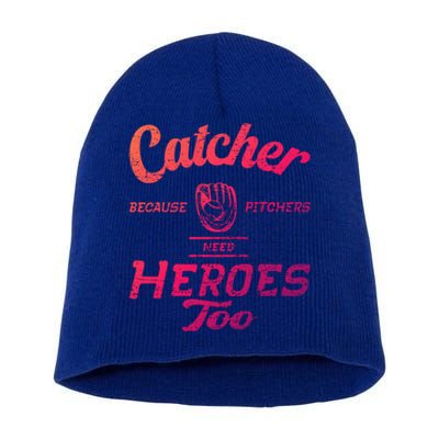 Funny Baseball Design For Pitcher And Catcher Baseball Meaningful Gift Short Acrylic Beanie