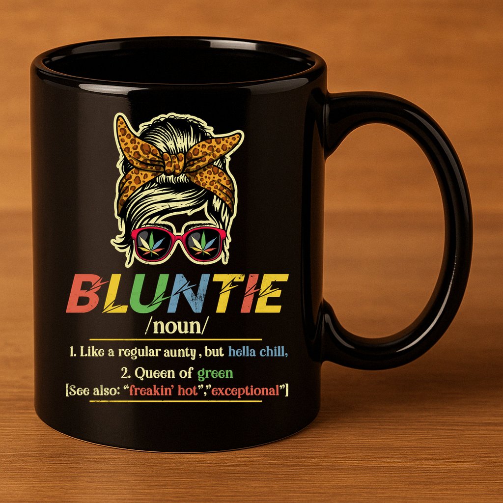 Funny Bluntie Definition Stoner Aunt Auntie Weed Marijuana Pot Smoker 11oz C Handle Ceramic Mug
