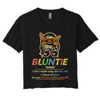 Funny Bluntie Definition Stoner Aunt Auntie Weed Marijuana Pot Smoker Women's Crop Top Tee