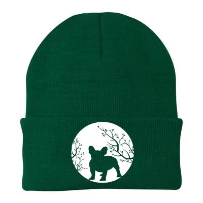 French Bulldog Dog Full Moon Howl Funny Frenchie Lover Knit Cap Winter Beanie