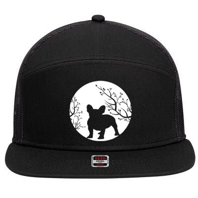 French Bulldog Dog Full Moon Howl Funny Frenchie Lover 7 Panel Mesh Trucker Snapback Hat