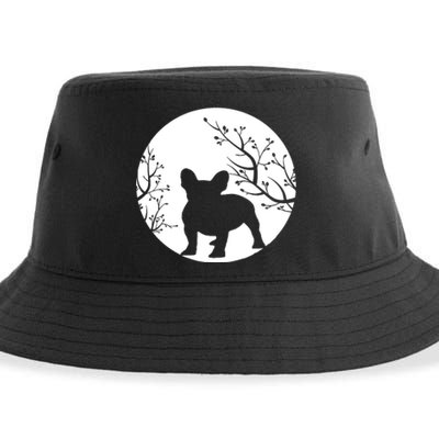 French Bulldog Dog Full Moon Howl Funny Frenchie Lover Sustainable Bucket Hat