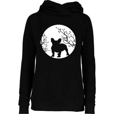 French Bulldog Dog Full Moon Howl Funny Frenchie Lover Womens Funnel Neck Pullover Hood