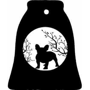 French Bulldog Dog Full Moon Howl Funny Frenchie Lover Ceramic Bell Ornament