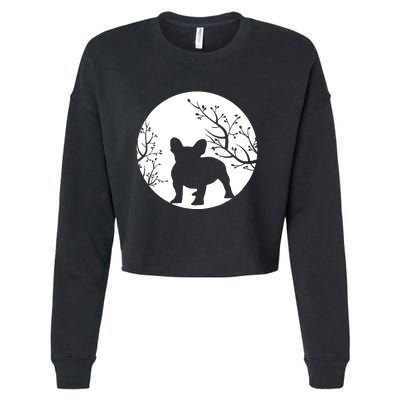 French Bulldog Dog Full Moon Howl Funny Frenchie Lover Cropped Pullover Crew