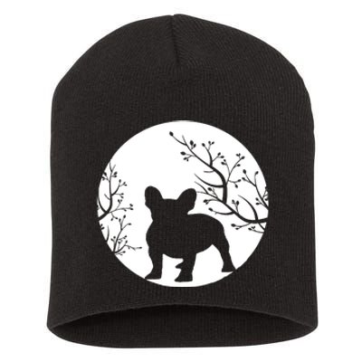 French Bulldog Dog Full Moon Howl Funny Frenchie Lover Short Acrylic Beanie