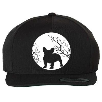 French Bulldog Dog Full Moon Howl Funny Frenchie Lover Wool Snapback Cap