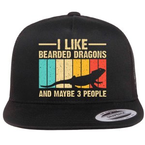 Funny Bearded Dragon Design Pogona Reptile Lover Flat Bill Trucker Hat