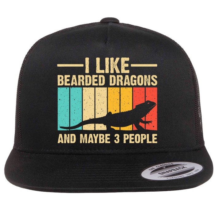 Funny Bearded Dragon Design Pogona Reptile Lover Flat Bill Trucker Hat