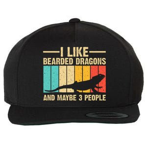 Funny Bearded Dragon Design Pogona Reptile Lover Wool Snapback Cap