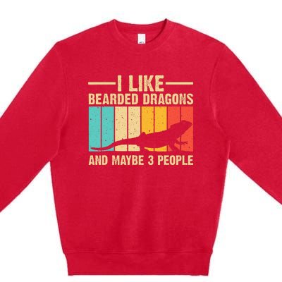 Funny Bearded Dragon Design Pogona Reptile Lover Premium Crewneck Sweatshirt