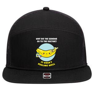 Funny Banana Doctor Joke Cute Fruit Pun 7 Panel Mesh Trucker Snapback Hat