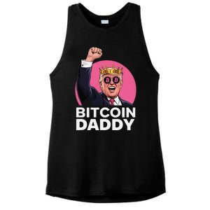 Funny Bitcoin Daddy Trump Crypto King ILl Be Home Christmas Ladies PosiCharge Tri-Blend Wicking Tank