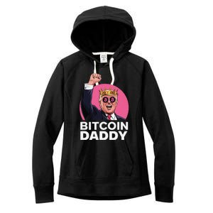 Funny Bitcoin Daddy Trump Crypto King ILl Be Home Christmas Women's Fleece Hoodie