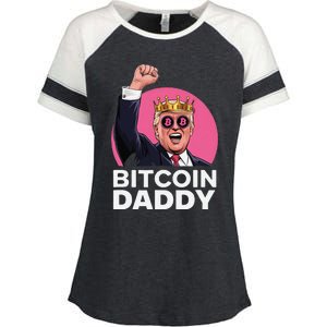 Funny Bitcoin Daddy Trump Crypto King ILl Be Home Christmas Enza Ladies Jersey Colorblock Tee