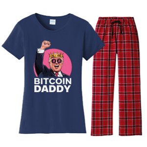 Funny Bitcoin Daddy Trump Crypto King ILl Be Home Christmas Women's Flannel Pajama Set