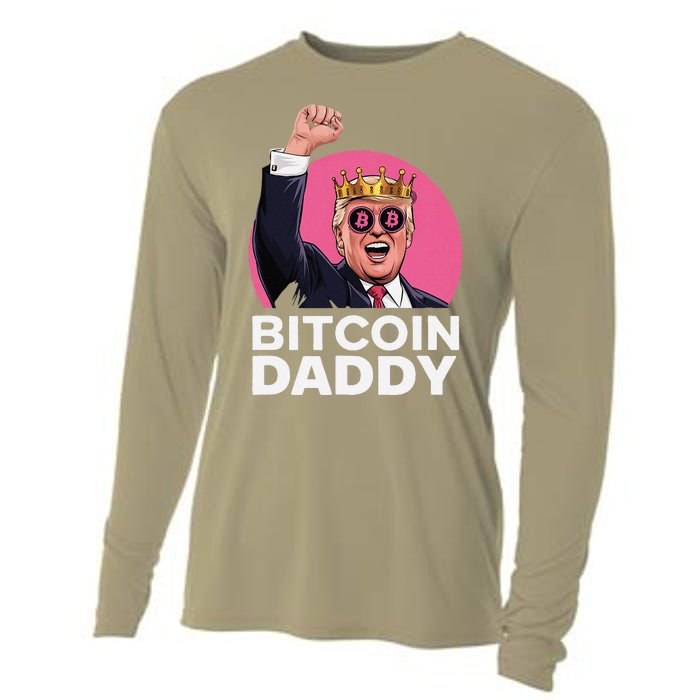 Funny Bitcoin Daddy Trump Crypto King ILl Be Home Christmas Cooling Performance Long Sleeve Crew