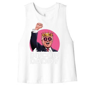 Funny Bitcoin Daddy Trump Crypto King ILl Be Home Christmas Women's Racerback Cropped Tank