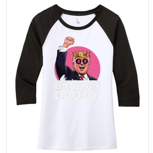 Funny Bitcoin Daddy Trump Crypto King ILl Be Home Christmas Women's Tri-Blend 3/4-Sleeve Raglan Shirt