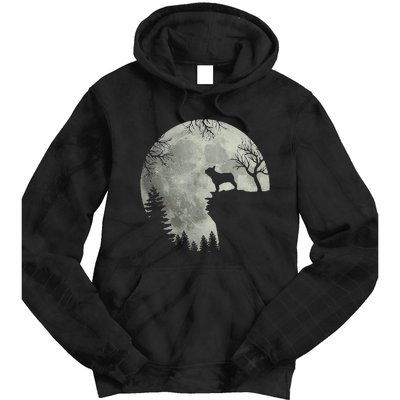 French Bulldog Dog And Moon Halloween Costume Tie Dye Hoodie