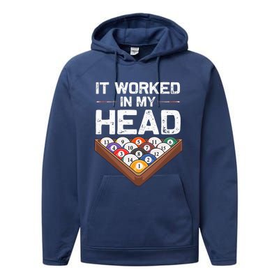 Funny Billiards Design For Men Women Cue Sport Pool Player Performance Fleece Hoodie