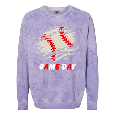 Funny Baseball Day Quote Cool Game Of The Day Gift Colorblast Crewneck Sweatshirt