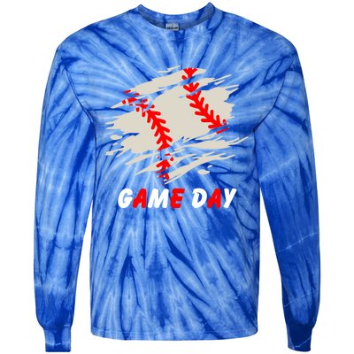 Funny Baseball Day Quote Cool Game Of The Day Gift Tie-Dye Long Sleeve Shirt