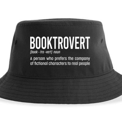 Funny Booktrovert Definition Reading Fan Book Lover Introvert Sustainable Bucket Hat