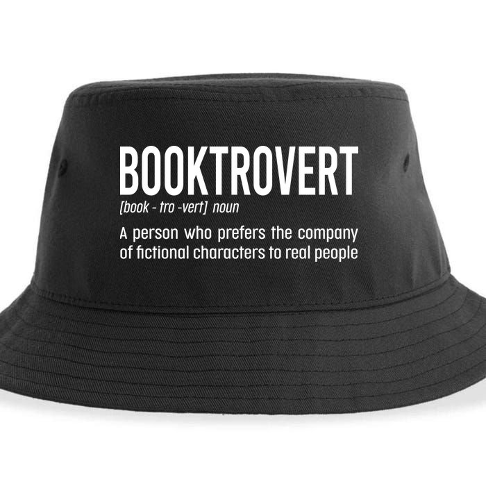 Funny Booktrovert Definition Reading Fan Book Lover Introvert Sustainable Bucket Hat