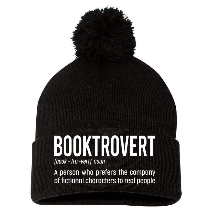 Funny Booktrovert Definition Reading Fan Book Lover Introvert Pom Pom 12in Knit Beanie