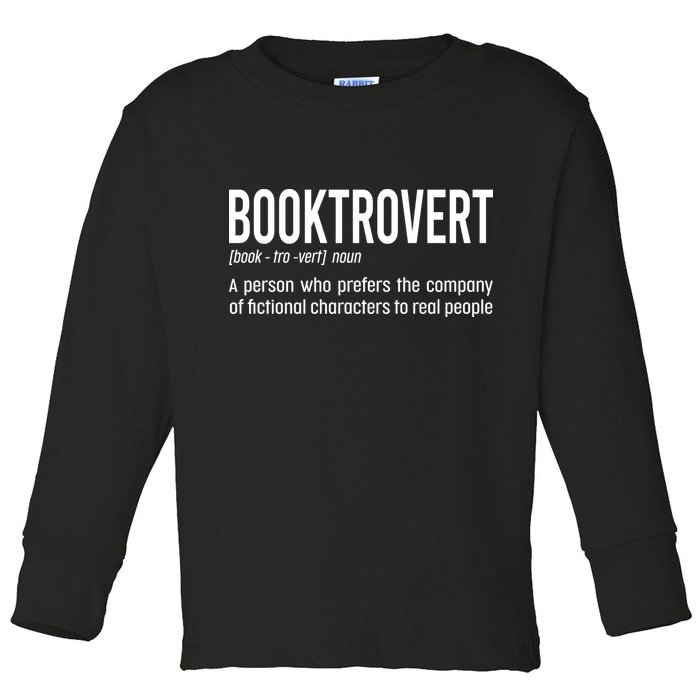 Funny Booktrovert Definition Reading Fan Book Lover Introvert Toddler Long Sleeve Shirt