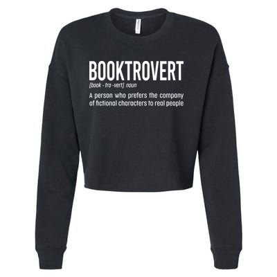 Funny Booktrovert Definition Reading Fan Book Lover Introvert Cropped Pullover Crew